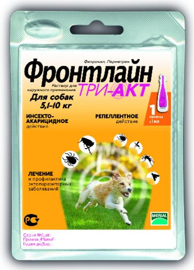 Frontline Tri-Act (Фронтлайн Три-Акт) by Merial. Противопаразитарный препарат от блох, вшей, клещей и комаров для собак - Фото 2