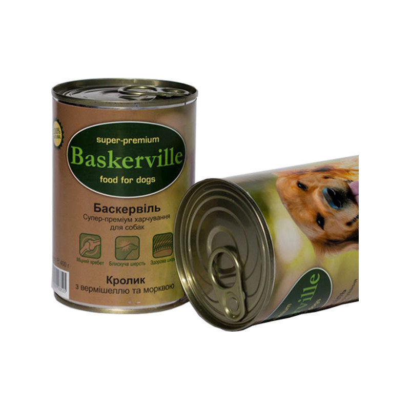 Baskerville (Баскервиль) - Консервы кролик с вермишелью и морковкой для собак