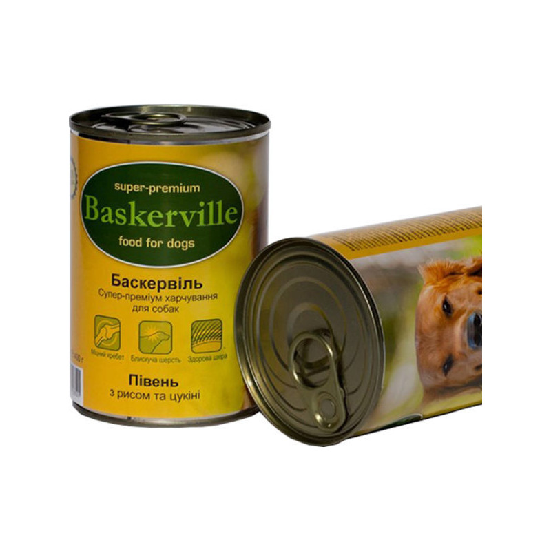 Baskerville (Баскервиль) - Консервы c петухом, рисом и цукини для собак